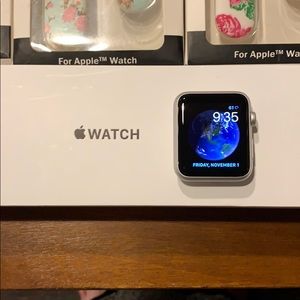 Apple Watch series 1 and a bunch of accessories.